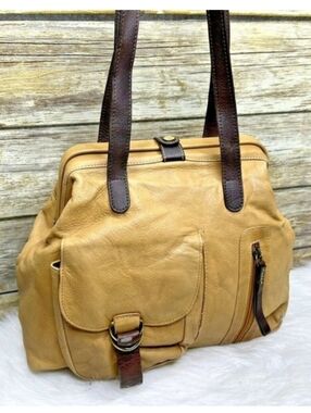 Sophia Visconti Tan Shoulder Bag with Dark Brown Straps